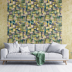 Galerie Wallcoverings Product Code: 26800 - Crafted Wallpaper Collection Galerie Wallcoverings Product Code 26800 - Crafted Wallpaper Collection - Yellow Purple Blue Green White Colours - Brush Design