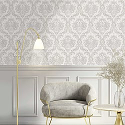 Galerie Wallcoverings Product Code: 28821 - Italian Style Wallpaper Collection Galerie Wallcoverings Product Code 28821 - Italian Style Wallpaper Collection - Silver Grey Colours - DAMASCO CAIRO Design