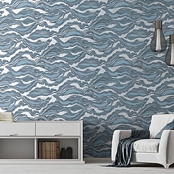 Galerie Wallcoverings Product Code: 30028 - Slow Living Wallpaper Collection Galerie Wallcoverings Product Code 30028 - Slow Living Wallpaper Collection - Blue Silver Colours - Reflection Night Blue Design