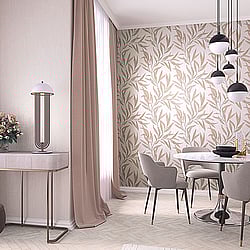 Galerie Wallcoverings Product Code: 32203 - Avalon Wallpaper Collection Galerie Wallcoverings Product Code 32203 - Avalon Wallpaper Collection - Off White Copper Colours - Large Leaf Trail Design