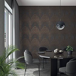 Galerie Wallcoverings Product Code: 32256 - Avalon Wallpaper Collection Galerie Wallcoverings Product Code 32256 - Avalon Wallpaper Collection - Anthracite Copper Colours - Art Deco Design