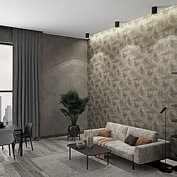 Galerie Wallcoverings Product Code: 32821 - Perfecto 2 Wallpaper Collection Galerie Wallcoverings Product Code 32821 - Perfecto 2 Wallpaper Collection - Grey Brown Black Colours - Rustic Circle Design