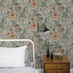 Galerie Wallcoverings Product Code: 33001 - Apelviken Wallpaper Collection Galerie Wallcoverings Product Code 33001 - Apelviken Wallpaper Collection - Green Orange Colours - Anemone Design