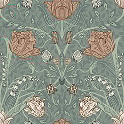 Galerie Wallcoverings Product Code: 33010 - Apelviken Wallpaper Collection Galerie Wallcoverings Product Code 33010 - Apelviken Wallpaper Collection - Green Orange Colours - Tulips Design