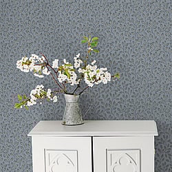 Galerie Wallcoverings Product Code: 33018 - Apelviken Wallpaper Collection Galerie Wallcoverings Product Code 33018 - Apelviken Wallpaper Collection - Blue Gold Colours - Leaf Trail Design