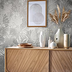 Galerie Wallcoverings Product Code: 33301 - Eden Wallpaper Collection Galerie Wallcoverings Product Code 33301 - Eden Wallpaper Collection - Metallic Jungle Leaves Design