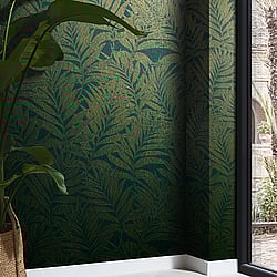 Galerie Wallcoverings Product Code: 34007 - Hotel Wallpaper Collection Galerie Wallcoverings Product Code 34007 - Hotel Wallpaper Collection - Green, Gold Colours - Botanical leaves design Design