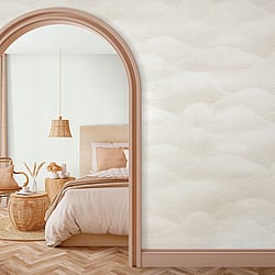 Galerie Wallcoverings Product Code: 34021 - Hotel Wallpaper Collection Galerie Wallcoverings Product Code 34021 - Hotel Wallpaper Collection - Beige, Cream Colours - A textured misty landscape of hills Design