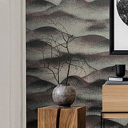 Galerie Wallcoverings Product Code: 34022 - The New Design Book Wallpaper Collection Galerie Wallcoverings Product Code 34022 - The New Design Book Wallpaper Collection - Black, Silver, Burgundy Colours - A textured misty landscape of hills Design