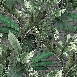 Galerie Wallcoverings Product Code: 34195 - Loft 2 Wallpaper Collection Galerie Wallcoverings Product Code 34195 - Loft 2 Wallpaper Collection - Green, Grey Colours - Tropical Brick Wall Panel Design