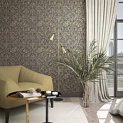 Galerie Wallcoverings Product Code: 34297 - Urban Textures Wallpaper Collection Galerie Wallcoverings Product Code 34297 - Urban Textures Wallpaper Collection - Black Gold Colours - Ornamental Design