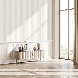 Galerie Wallcoverings Product Code: 34413 - Flora Wallpaper Collection Galerie Wallcoverings Product Code 34413 - Flora Wallpaper Collection - White, Beige Colours - Thick Stripe Design