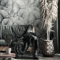 Galerie Wallcoverings Product Code: 34514 - Kumano Wallpaper Collection Galerie Wallcoverings Product Code 34514 - Kumano Wallpaper Collection - Silver Colours - Palm Leaf Design