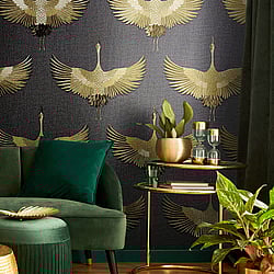 Galerie Wallcoverings Product Code: 34532 - Kumano Wallpaper Collection Galerie Wallcoverings Product Code 34532 - Kumano Wallpaper Collection - Black, Gold Colours - Stork Design
