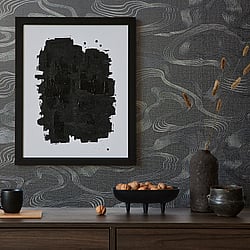 Galerie Wallcoverings Product Code: 34537 - Kumano Wallpaper Collection Galerie Wallcoverings Product Code 34537 - Kumano Wallpaper Collection - Black Colours - Flow Design