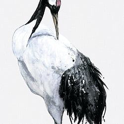 Galerie Wallcoverings Product Code: 34594 - Kumano Wallpaper Collection Galerie Wallcoverings Product Code 34594 - Kumano Wallpaper Collection - White, Black Colours - Painted Crane Mural Design