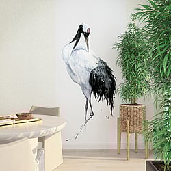 Galerie Wallcoverings Product Code: 34594 - Kumano Wallpaper Collection Galerie Wallcoverings Product Code 34594 - Kumano Wallpaper Collection - White, Black Colours - Painted Crane Mural Design