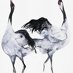 Galerie Wallcoverings Product Code: 34595 - Kumano Wallpaper Collection Galerie Wallcoverings Product Code 34595 - Kumano Wallpaper Collection - White, Black Colours - Painted Crane Mural Design