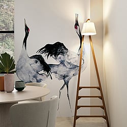 Galerie Wallcoverings Product Code: 34595 - Kumano Wallpaper Collection Galerie Wallcoverings Product Code 34595 - Kumano Wallpaper Collection - White, Black Colours - Painted Crane Mural Design