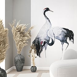 Galerie Wallcoverings Product Code: 34596 - Kumano Wallpaper Collection Galerie Wallcoverings Product Code 34596 - Kumano Wallpaper Collection - White, Black Colours - Painted Crane Mural Design