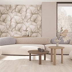 Galerie Wallcoverings Product Code: 34599 - Kumano Wallpaper Collection Galerie Wallcoverings Product Code 34599 - Kumano Wallpaper Collection - Brown Colours - Repeatable Palm Leaf Mural Design