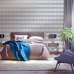 Galerie Wallcoverings Product Code: 3736 - Tendenza Wallpaper Collection Galerie Wallcoverings Product Code 3736 - Tendenza Wallpaper Collection - Blue Colours - Hexagon Trellis Design
