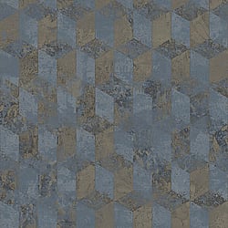 Galerie Wallcoverings Product Code: 3757 - Tendenza Wallpaper Collection Galerie Wallcoverings Product Code 3757 - Tendenza Wallpaper Collection - Blue Gold Colours - Cube Motif Design