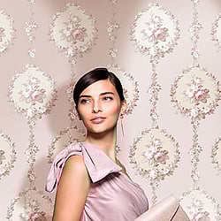 Galerie Wallcoverings Product Code: 3904 - Italian Damasks 3 Wallpaper Collection Galerie Wallcoverings Product Code 3904 - Italian Damasks 3 Wallpaper Collection - Pink Cream Beige Colours - Traditional Floral Design