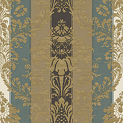 Galerie Wallcoverings Product Code: 3913 - Italian Damasks 3 Wallpaper Collection Galerie Wallcoverings Product Code 3913 - Italian Damasks 3 Wallpaper Collection - Blue Brown Black Gold Colours - Damask Stripe Design