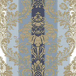 Galerie Wallcoverings Product Code: 3916 - Italian Damasks 3 Wallpaper Collection Galerie Wallcoverings Product Code 3916 - Italian Damasks 3 Wallpaper Collection - Blue Navy Cream Gold Colours - Damask Stripe Design