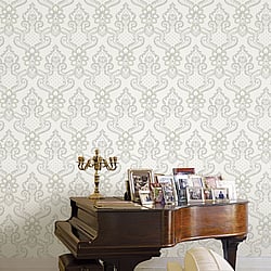 Galerie Wallcoverings Product Code: 42500 - Opulence Wallpaper Collection Galerie Wallcoverings Product Code 42500 - Opulence Wallpaper Collection - Cream Beige Grey Colours - Luxury Italian Damask Design