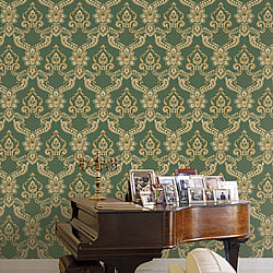 Galerie Wallcoverings Product Code: 42505 - Opulence Wallpaper Collection Galerie Wallcoverings Product Code 42505 - Opulence Wallpaper Collection - Green Colours - Luxury Italian Damask Design