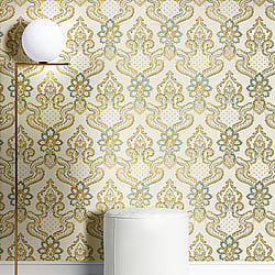 Galerie Wallcoverings Product Code: 42506 - Opulence Wallpaper Collection Galerie Wallcoverings Product Code 42506 - Opulence Wallpaper Collection - Gold Blue Colours - Luxury Italian Damask Design