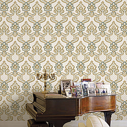 Galerie Wallcoverings Product Code: 42506 - Opulence Wallpaper Collection Galerie Wallcoverings Product Code 42506 - Opulence Wallpaper Collection - Gold Blue Colours - Luxury Italian Damask Design