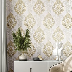 Galerie Wallcoverings Product Code: 42522 - Opulence Wallpaper Collection Galerie Wallcoverings Product Code 42522 - Opulence Wallpaper Collection - Cream Gold Colours - Large Damask Design