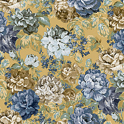 Galerie Wallcoverings Product Code: 42536 - Opulence Wallpaper Collection Galerie Wallcoverings Product Code 42536 - Opulence Wallpaper Collection - Mustard Yellow Blue Colours - Italian Floral Design