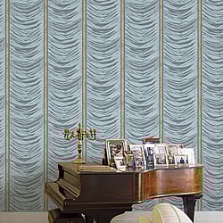 Galerie Wallcoverings Product Code: 42546 - Opulence Wallpaper Collection Galerie Wallcoverings Product Code 42546 - Opulence Wallpaper Collection - Blue Gold Colours - Drape Effect Design