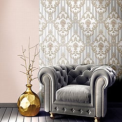 Galerie Wallcoverings Product Code: 4601 - Italian Glamour Wallpaper Collection Galerie Wallcoverings Product Code 4601 - Italian Glamour Wallpaper Collection - Grey Beige Colours - Damask over Stripe Design