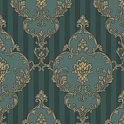 Galerie Wallcoverings Product Code: 4605 - Italian Glamour Wallpaper Collection Galerie Wallcoverings Product Code 4605 - Italian Glamour Wallpaper Collection - Green Colours - Damask over Stripe Design