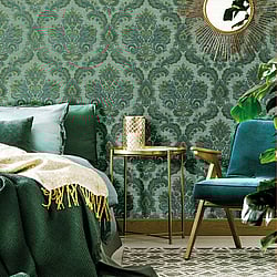 Galerie Wallcoverings Product Code: 4615 - Italian Glamour Wallpaper Collection Galerie Wallcoverings Product Code 4615 - Italian Glamour Wallpaper Collection - Green Colours - Italian Damask Design