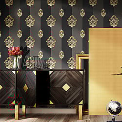 Galerie Wallcoverings Product Code: 4629 - Italian Glamour Wallpaper Collection Galerie Wallcoverings Product Code 4629 - Italian Glamour Wallpaper Collection - Black Colours - Damask Stripe Design