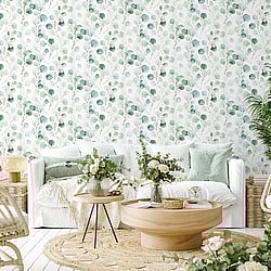Galerie Wallcoverings Product Code: 47420 - Flora Wallpaper Collection Galerie Wallcoverings Product Code 47420 - Flora Wallpaper Collection - White, Green Colours - Eucalyptus Design