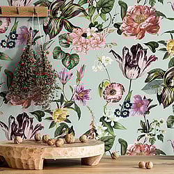 Galerie Wallcoverings Product Code: 47459 - Flora Wallpaper Collection Galerie Wallcoverings Product Code 47459 - Flora Wallpaper Collection - Green, Rose Colours - Floral Rhapsody Design