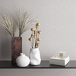 Galerie Wallcoverings Product Code: 47489 - Flora Wallpaper Collection Galerie Wallcoverings Product Code 47489 - Flora Wallpaper Collection - White, Grey Colours - Diamond Weave Design