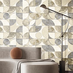 Galerie Wallcoverings Product Code: 49311 - Stratum Wallpaper Collection Galerie Wallcoverings Product Code 49311 - Stratum Wallpaper Collection - cream beige silver Colours - Geometrico Design