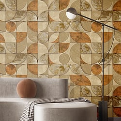 Galerie Wallcoverings Product Code: 49312 - Stratum Wallpaper Collection Galerie Wallcoverings Product Code 49312 - Stratum Wallpaper Collection - gold orange brown Colours - Geometrico Design