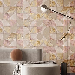 Galerie Wallcoverings Product Code: 49313 - Stratum Wallpaper Collection Galerie Wallcoverings Product Code 49313 - Stratum Wallpaper Collection - gold pink Colours - Geometrico Design