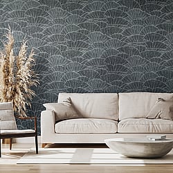 Galerie Wallcoverings Product Code: 65005 - Feel Wallpaper Collection Galerie Wallcoverings Product Code 65005 - Feel Wallpaper Collection - Navy Blue Silver Black Colours - Seashell Design