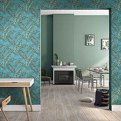 Galerie Wallcoverings Product Code: 6769-60 - Imagine Wallpaper Collection Galerie Wallcoverings Product Code 6769-60 - Imagine Wallpaper Collection - Turquoise Green Colours - Tropical Leaf Print Design