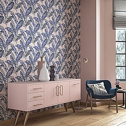 Galerie Wallcoverings Product Code: 6769-80 - Imagine Wallpaper Collection Galerie Wallcoverings Product Code 6769-80 - Imagine Wallpaper Collection - Pink Blue Colours - Tropical Leaf Print Design